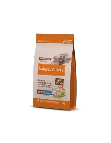 NVARIETY Dog Grain Med Adult White Fish 10KG | Alimento Sin Cereales para Perros Medianos