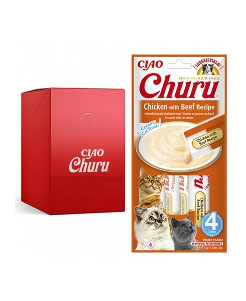 Churu Pollo con Ternera para Gatos | Snack Cremoso Natural y Saludable