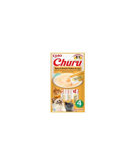 Churu Receta Atún con Virutas de Bonito para Gatos | Snack Cremoso Natural y Saludable