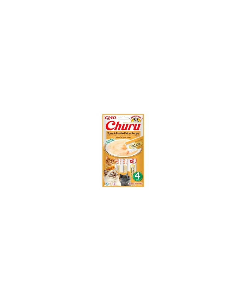 Churu Receta Atún con Virutas de Bonito para Gatos | Snack Cremoso Natural y Saludable