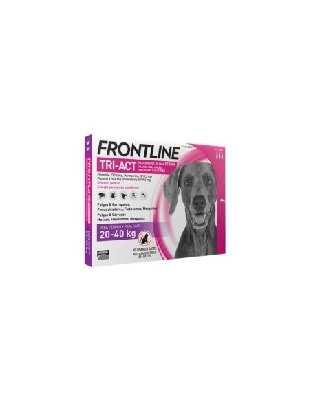 Frontline Tri Act perros 20 a 40 kg antiparasitario pipetas protección pulgas garrapatas mosquitos flebotomos