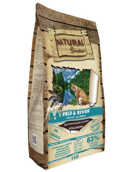Receta Cat Field & River NG 2KG | Pienso Sin Cereales para Gatos con Sensibilidad Digestiva