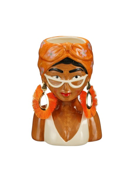 MACETA CHICA NARANJA 16X13.5X25CM