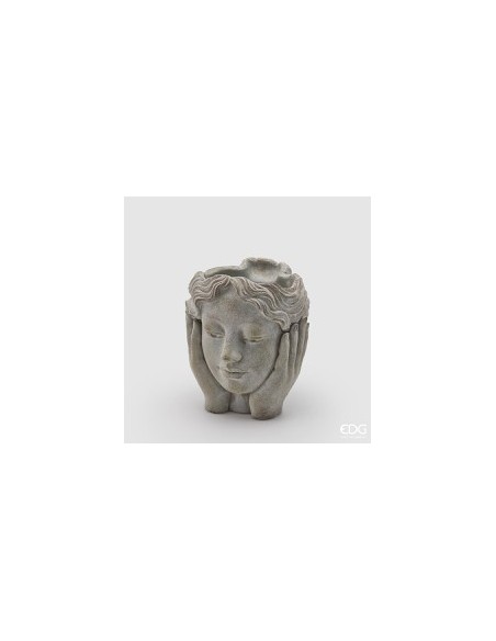MACETA CEMENTO PENSADOR H21 D17 GRIS