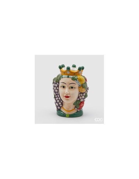 MACETA CABEZA SICILIA C/UVA H22 D15 VERDE