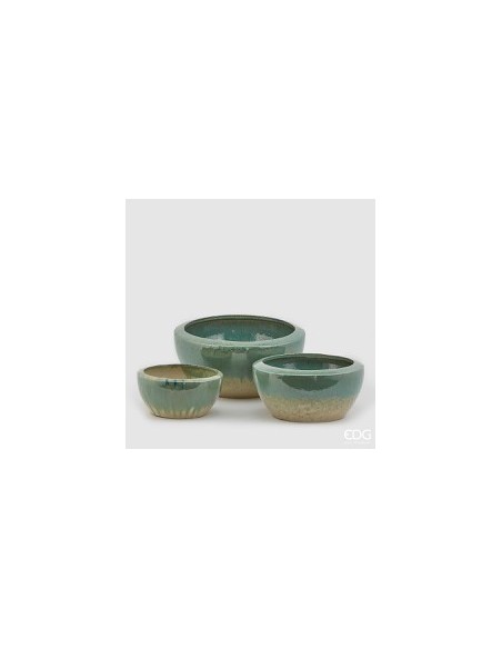 MACETA ESMALTADA CIOTOLA D33 VERDE MIX MEDIANA