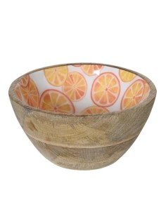 BOL PARA ALIMENTOS MADERA NARANJA D12.5XH6CM