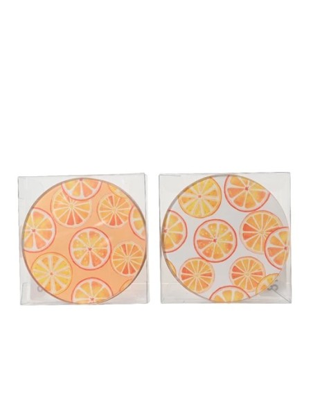 POSAVASOS CRISTAL NARANJA D10XH10.5CM