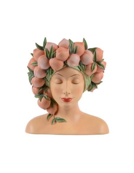 MACETA CABEZA MUJER CON MELOCOTONES L20XW17.6XH23CM