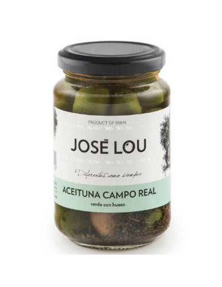 ACEITUNA JOSE LOU CAMPO REAL C/HUESO FCO. 190 G