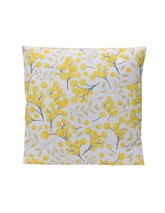 COJIN CUADRADO CON FLORES AMARILLO L45XW45XH8CM