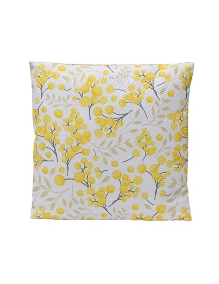 COJIN CUADRADO CON FLORES AMARILLO L45XW45XH8CM