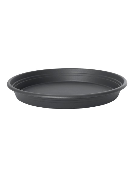 Plato Redondo Universal 44cm Antracita | Drenaje Eficiente para Macetas - Endanea Garden

