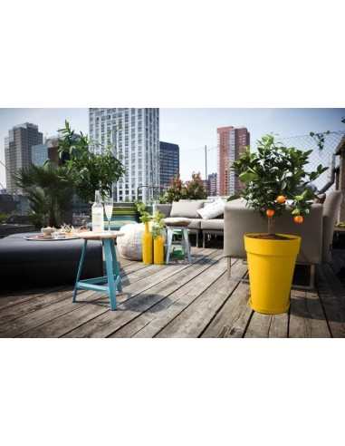 Maceta Loft Redonda Alta 35 cm Ocre para Interior y Exterior | Endanea Garden