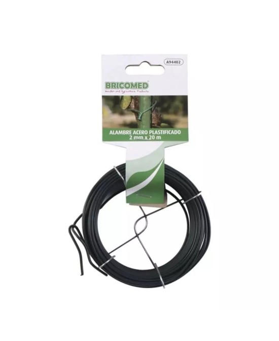 Alambre Plastificado BRICOMED 2 mm x 20 m Verde  Durable y Resistente para Jardinería y Bricolaje


