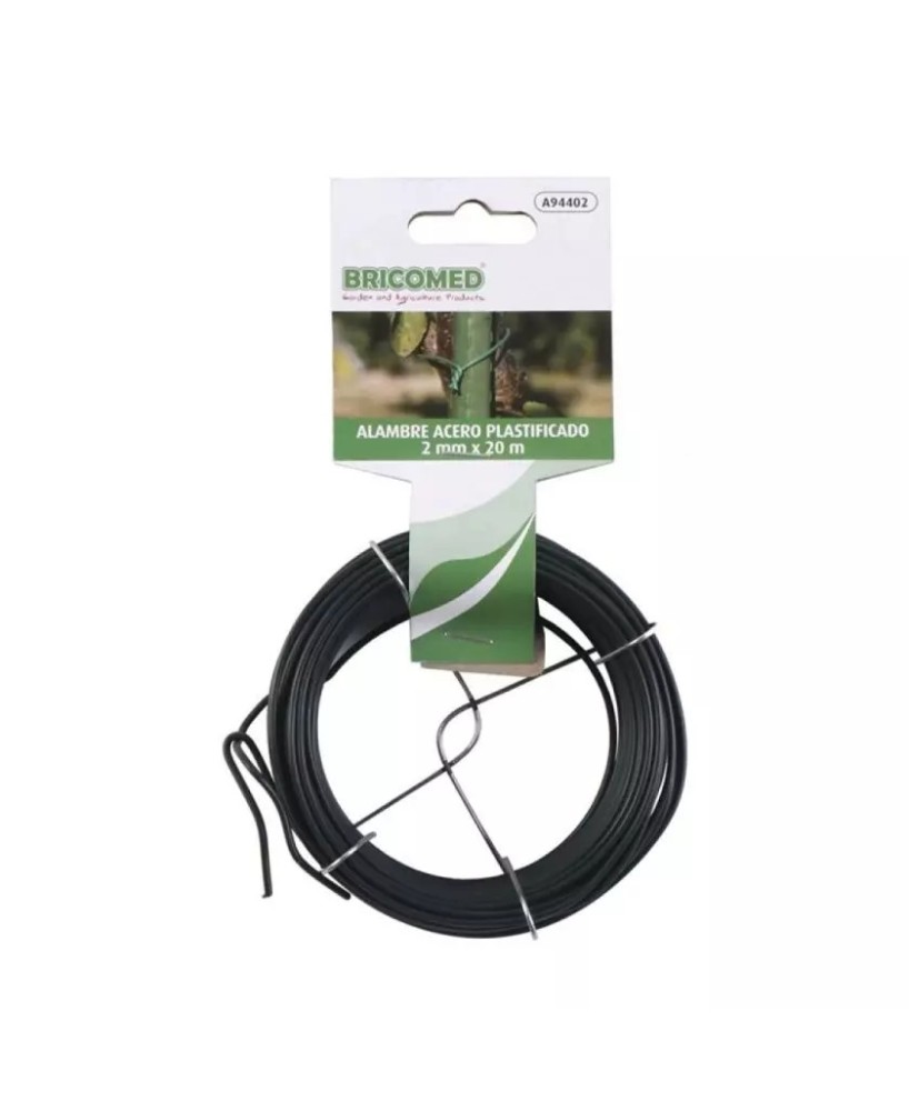 Alambre Plastificado BRICOMED 2 mm x 20 m Verde  Durable y Resistente para Jardinería y Bricolaje

