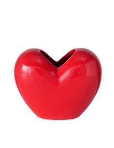 JARRON CORAZON PROCELANA ROJO H15CM