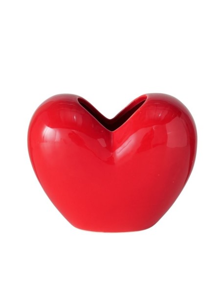 JARRON CORAZON PROCELANA ROJO H15CM