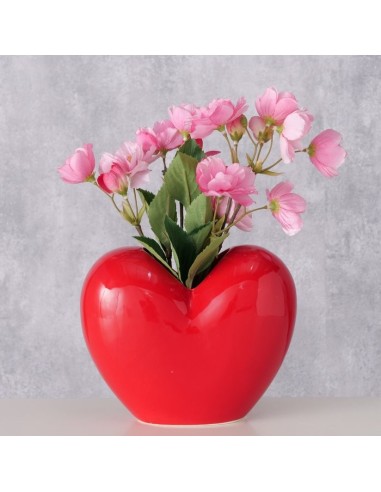 JARRON CORAZON PROCELANA ROJO H15CM