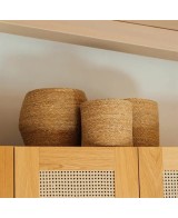 Maceta Cilindro Gamo Plus Natural 26x24cm  Mimbre Elegante para Interior y Exterior


