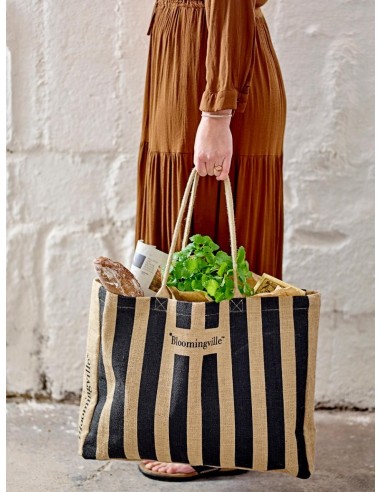 BOLSA DE COMPRAS BERGAMO NEGRA JUTE L49XH38XW10.5CM