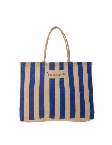BOLSA DE COMRAS BERGAMO AZUL JUTE L49XH38X10.5CM