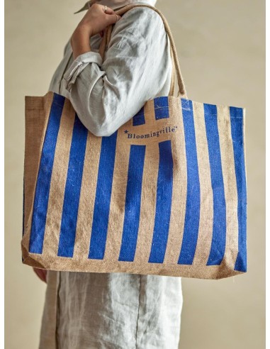 BOLSA DE COMRAS BERGAMO AZUL JUTE L49XH38X10.5CM