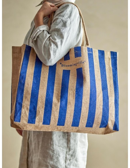 BOLSA DE COMRAS BERGAMO AZUL JUTE L49XH38X10.5CM