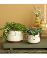 CERAMIC POT WITH GLASSES  10.5CM BLANCO