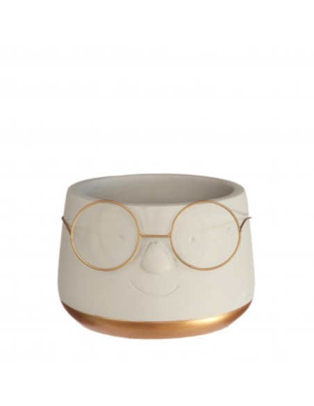 CERAMIC POT WITH GLASSES ES 10.5 GOLD BLANCO
