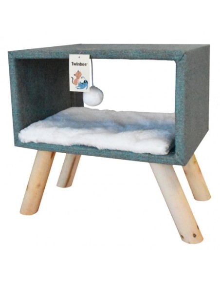 RASCADOR CONFORT CON JUGUETE COLGANTE GRIS-BEIGE TWINBEE