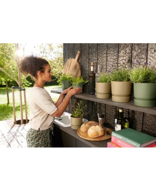 Maceta Redonda Greenville Arena Dorada 14 cm | Elegante y Resistente | Endanea Garden

