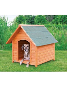 Caseta Perros Cottage madera de pino barnizada con techo impermeable y patas regulables