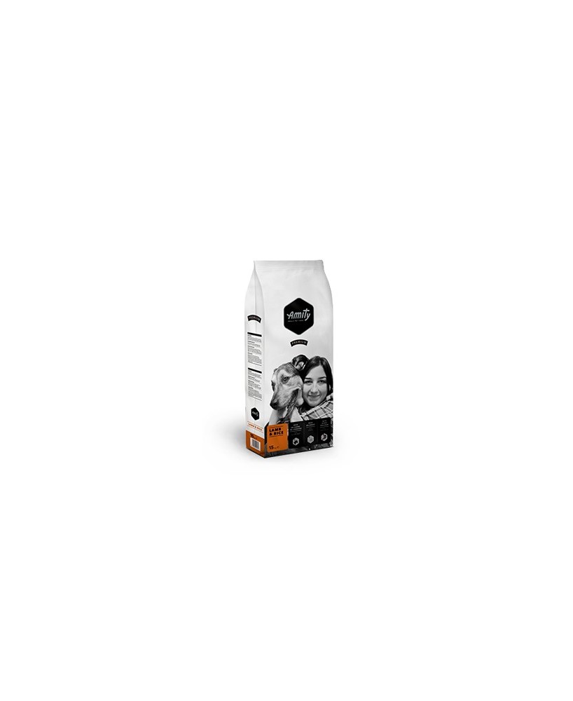 AMITY PREMIUM CORDERO Y ARROZ 15KG.
