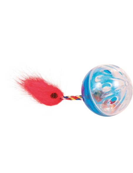 Pelotas Sonajero con Cola Plástico 4 cm  Pack 2 Juguetes para Gatos Activos

