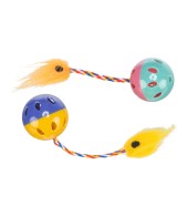 Pelotas Sonajero con Cola Plástico 4 cm  Pack 2 Juguetes para Gatos Activos


