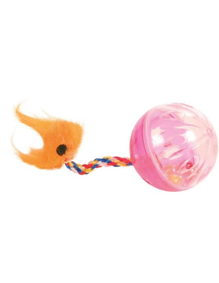 Pelotas Sonajero con Cola Plástico 4 cm  Pack 2 Juguetes para Gatos Activos

