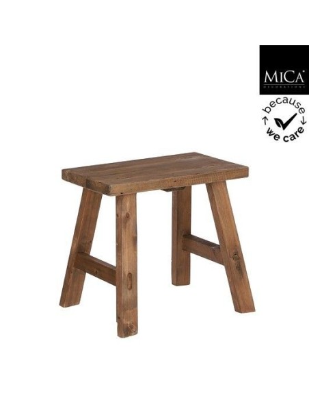 Taburete Marrón de Madera Reciclada 38x28.5x34cm - Mueble Rústico y Sostenible

