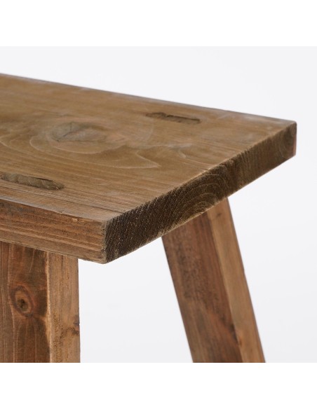 Taburete Marrón de Madera Reciclada 38x28.5x34cm - Mueble Rústico y Sostenible

