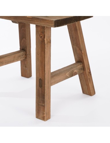 Taburete Marrón de Madera Reciclada 38x28.5x34cm - Mueble Rústico y Sostenible

