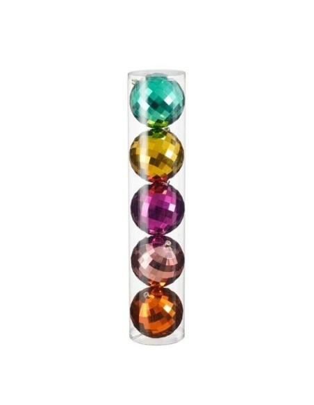 Set 5 Bolas Irrompibles Multicolor  Decoración Navideña Segura y Colorida