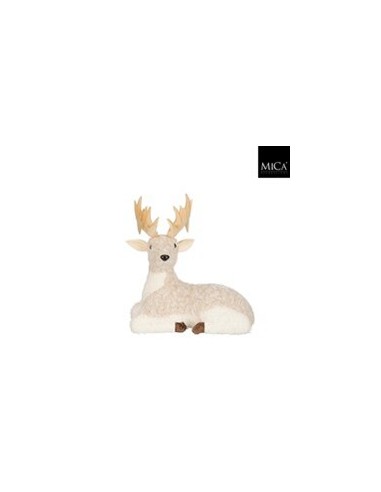 Figura de Ciervo Beige 24x18x24 cm | Decoración Natural y Elegante