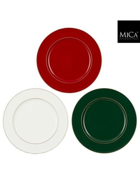 Plato Mila Plástico Reciclado Blanco Verde Rojo | Vajilla Ecológica y Duradera