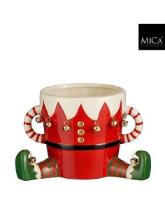 Maceta Elfo Roja 29x18x17 cm Decoración Navideña Original y Resistente