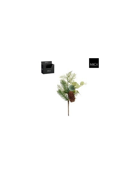 Rama de pino verde 25 cm decoración navideña natural duradera