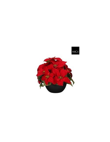Poinsettia en Maceta Roja 30 cm Adorno Navideño Decoración Festiva