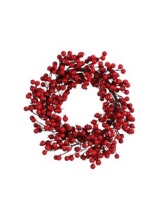 Corona de Bayas Roja 10x40 cm Decoración Navideña Tradicional