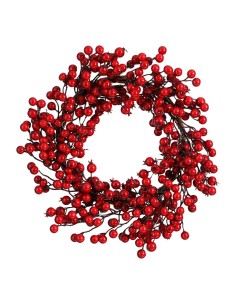 Corona de Bayas Roja 10x40 cm Decoración Navideña Tradicional 2