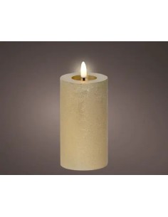 Vela LED Oro 7x15 cm con Efecto Llama Realista  Decoración Segura y Elegante