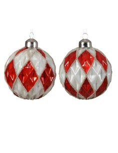 Bola de Navidad, adorno árbol, decoración navideña, bola de cristal, adorno rojo y blanco, bola brillante, decoración festiva, 